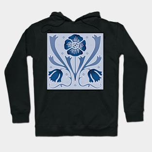 Art Nouveau floral pattern on light blue Hoodie